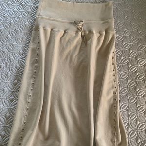 Liz Claiborne camel cotton knit skirt metal detail
